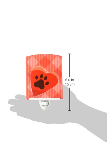 Caroline's Treasures BB7073CNL Puppy Pawprint Heart Ceramic Night Light Compact, UL-Certified, Ideal for Bedroom, Bathroom, Nursery, Hallway, Kitchen, 6x4x3, Multicolor
