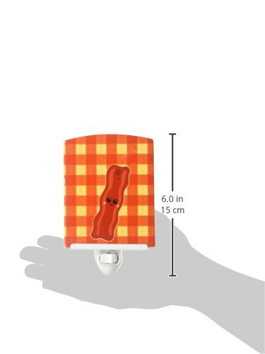 Caroline's Treasures BB7043CNL Bacon Face Ceramic Night Light Compact, UL-Certified, Ideal for Bedroom, Bathroom, Nursery, Hallway, Kitchen, 6x4x3, Multicolor