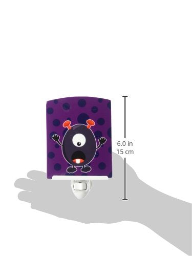 Caroline's Treasures BB7002CNL Little Monster Grape Gordo Ceramic Night Light Compact, UL-Certified, Ideal for Bedroom, Bathroom, Nursery, Hallway, Kitchen, 6x4x3, Multicolor