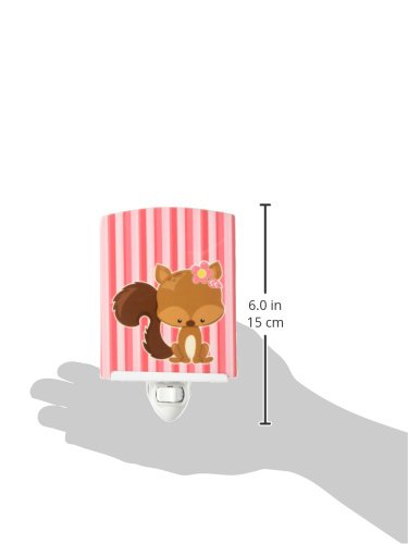 Caroline's Treasures BB7094CNL Squirrel with Flowers Ceramic Night Light Compact, UL-Certified, Ideal for Bedroom, Bathroom, Nursery, Hallway, Kitchen, 6x4x3, Multicolor