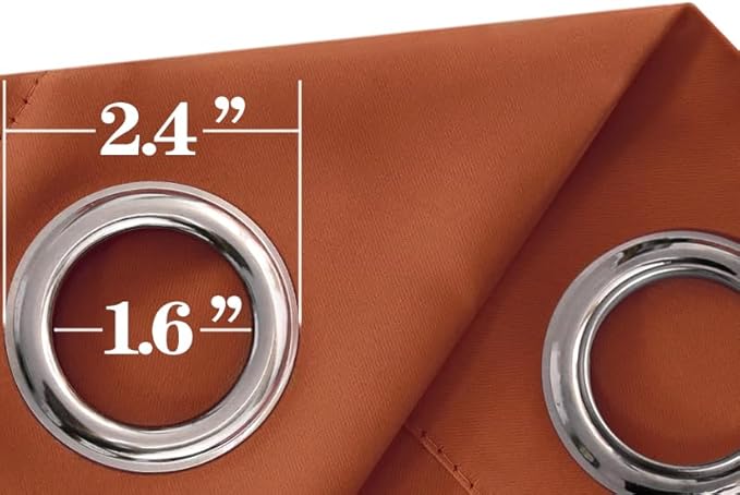 Mrs.Naturall Burnt Orange Blackout Curtains 96 Inches Long 2 Panel Set,Fall Decorative Hippie Bohemain Curtains for Living Room 96 Inch Length