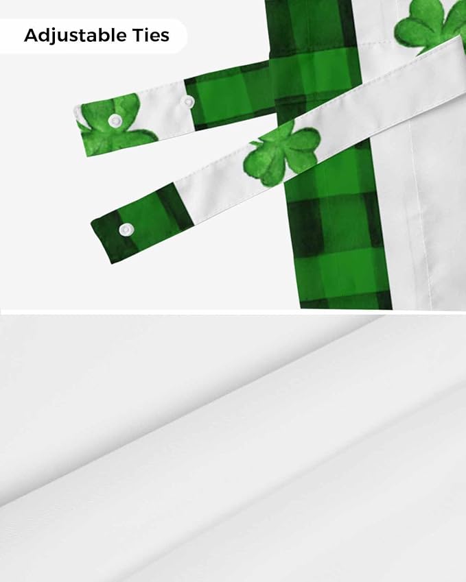 Gnome St. Patrick's Day Blackout Tie Up Valance Curtains for Kitchen Windows Buffalo Plaid Shamrock Window Toppers Balloon Shades for Living Room/Bathroom/Bedroom,1 Panel, 60" X 18", Spring Holiday