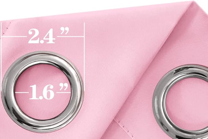 Mrs.Naturall Baby Pink Blackout Curtains for Nursery Bedroom,Thermal Insulated Block Heat Light Blocking Room Darkening Window Curtain for Girls Bedroom Kids,63 Inch Length 2 Panels