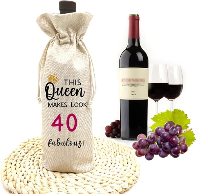 Socive 40th Birthday Wine Bags, 40 Years Old Gifts, 40th Birthday Gifts for Women, 1984 40 Birthday Party Decoration, Wine Bag Gifts for Friends Sisters Mom(40th Birthday)