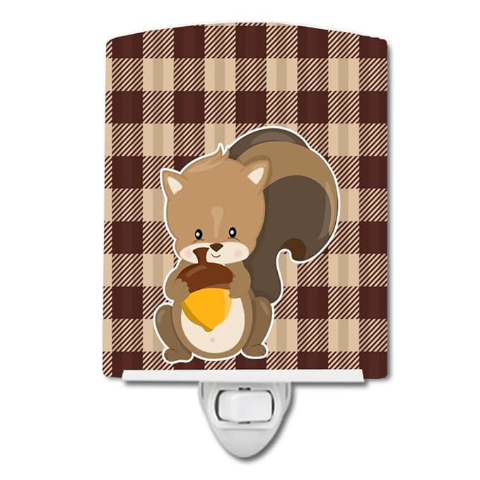 Caroline's Treasures BB9169CNL Squirrel Ceramic Night Light Compact, UL-Certified, Ideal for Bedroom, Bathroom, Nursery, Hallway, Kitchen, 6x4x3, Multicolor