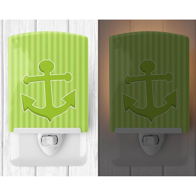 Caroline's Treasures BB8888CNL Nautical Anchor #2 Ceramic Night Light Compact, UL-Certified, Ideal for Bedroom, Bathroom, Nursery, Hallway, Kitchen, 6x4x3, Multicolor