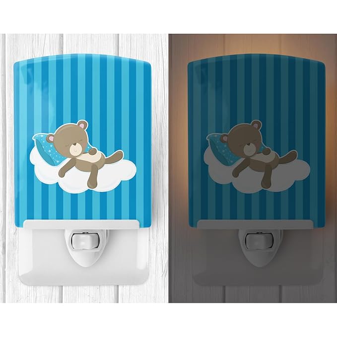 Caroline's Treasures BB8620CNL Baby Boy Bear on Cloud Ceramic Night Light Compact, UL-Certified, Ideal for Bedroom, Bathroom, Nursery, Hallway, Kitchen, 6x4x3, Multicolor