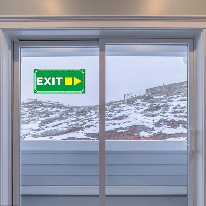 Bright Colored Exit Sign Stickers - 4 Pack 12" × 6" - Self Adhesive Vinyl Exit Signage Waterproof and Fade Resistance for Office Workplace School Indoor & Outdoor Guidelines
