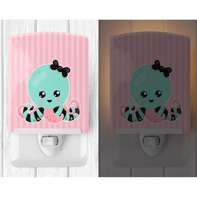 Caroline's Treasures BB8723CNL Octopus Doll Ceramic Night Light Compact, UL-Certified, Ideal for Bedroom, Bathroom, Nursery, Hallway, Kitchen, 6x4x3, Multicolor