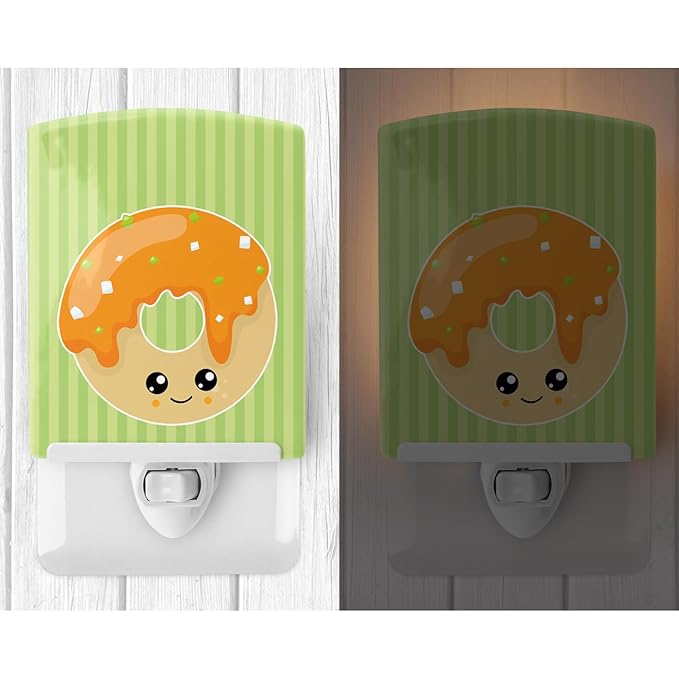 Caroline's Treasures BB8760CNL Fall Doghnut Ceramic Night Light Compact, UL-Certified, Ideal for Bedroom, Bathroom, Nursery, Hallway, Kitchen, 6x4x3, Multicolor