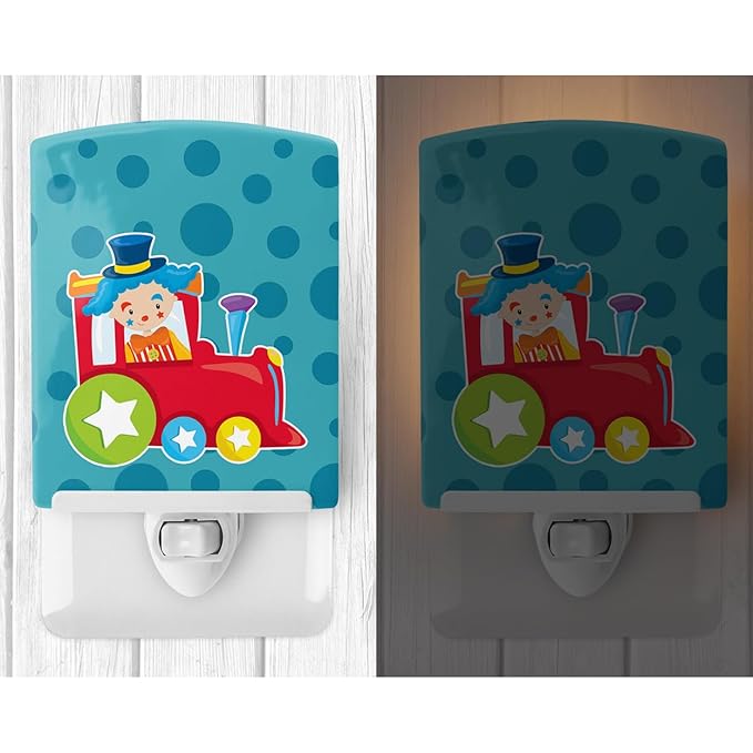 Caroline's Treasures BB8705CNL Circus Clown Train Ceramic Night Light Compact, UL-Certified, Ideal for Bedroom, Bathroom, Nursery, Hallway, Kitchen, 6x4x3, Multicolor