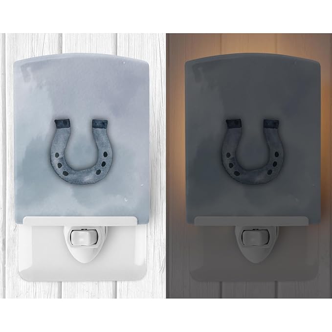 Caroline's Treasures BB7370CNL Horseshoe Watercolor Ceramic Night Light Compact, UL-Certified, Ideal for Bedroom, Bathroom, Nursery, Hallway, Kitchen, 6x4x3, Multicolor