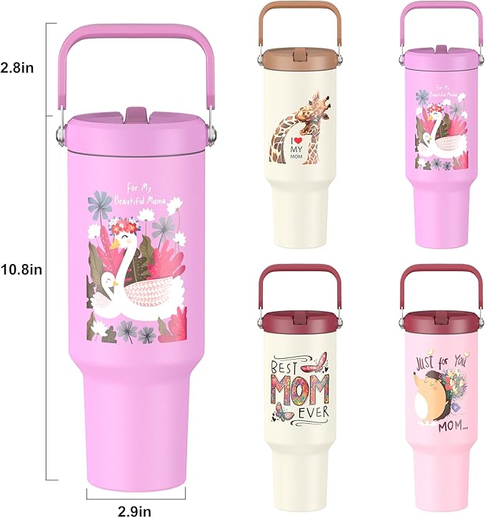 Gifts for Mom, Mothers Day Gifts for Mom from Daughter or Son - Birthday Gifts, Christmas Gifts, Mom Gifts for Mothers Day - 40 oz Tumbler with Lid and Straw (Swans)