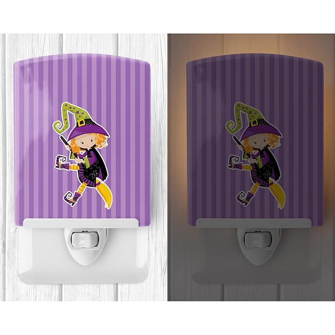 Caroline's Treasures BB9153CNL Halloween Witch Ceramic Night Light Compact, UL-Certified, Ideal for Bedroom, Bathroom, Nursery, Hallway, Kitchen, 6x4x3, Multicolor
