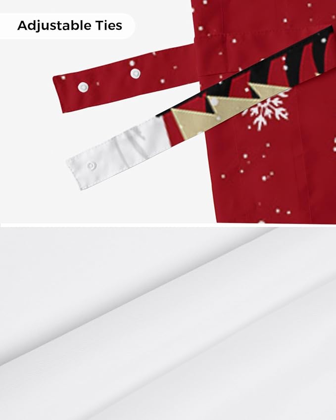 Red Merry Christmas Blackout Tie Up Valance Curtains for Kitchen Windows Green Christmas Tree Window Toppers Balloon Shades for Living Room/Bathroom/Bedroom,1 Panel, 42" X 12",White Snow Forest Winter