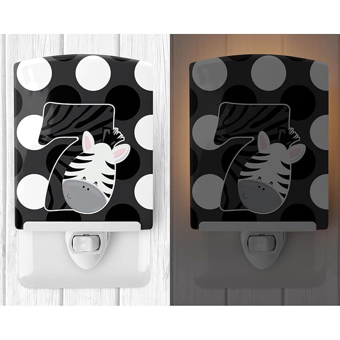 Caroline's Treasures BB9014CNL Zoo Month 7 Zebra Ceramic Night Light Compact, UL-Certified, Ideal for Bedroom, Bathroom, Nursery, Hallway, Kitchen, 6x4x3, Multicolor