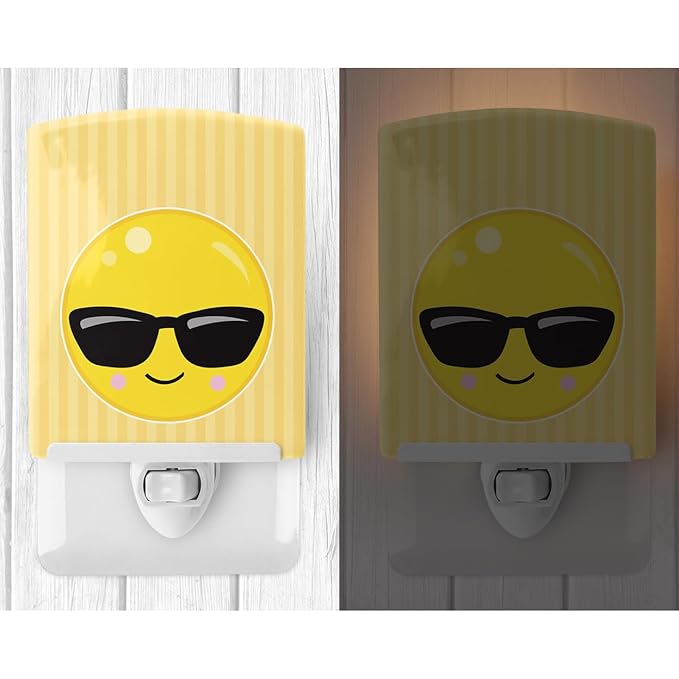 Caroline's Treasures BB8740CNL Cool Sunglass Face Ceramic Night Light Compact, UL-Certified, Ideal for Bedroom, Bathroom, Nursery, Hallway, Kitchen, 6x4x3, Multicolor