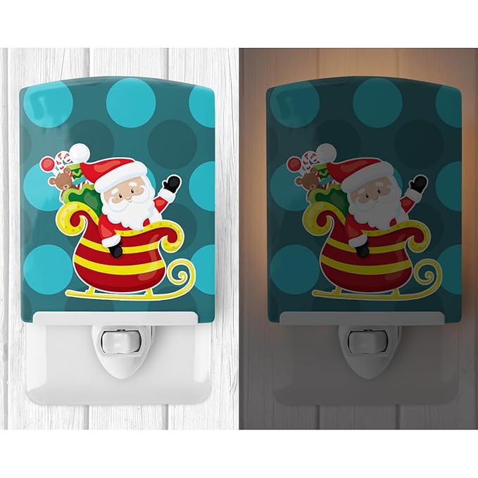 Caroline's Treasures BB9023CNL Christmas Santa Claus Sleigh Ceramic Night Light Compact, UL-Certified, Ideal for Bedroom, Bathroom, Nursery, Hallway, Kitchen, 6x4x3, Multicolor