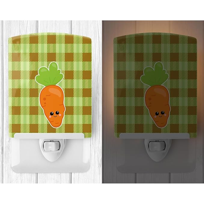 Caroline's Treasures BB6891CNL Carol The Carrot Ceramic Night Light Compact, UL-Certified, Ideal for Bedroom, Bathroom, Nursery, Hallway, Kitchen, 6x4x3, Multicolor