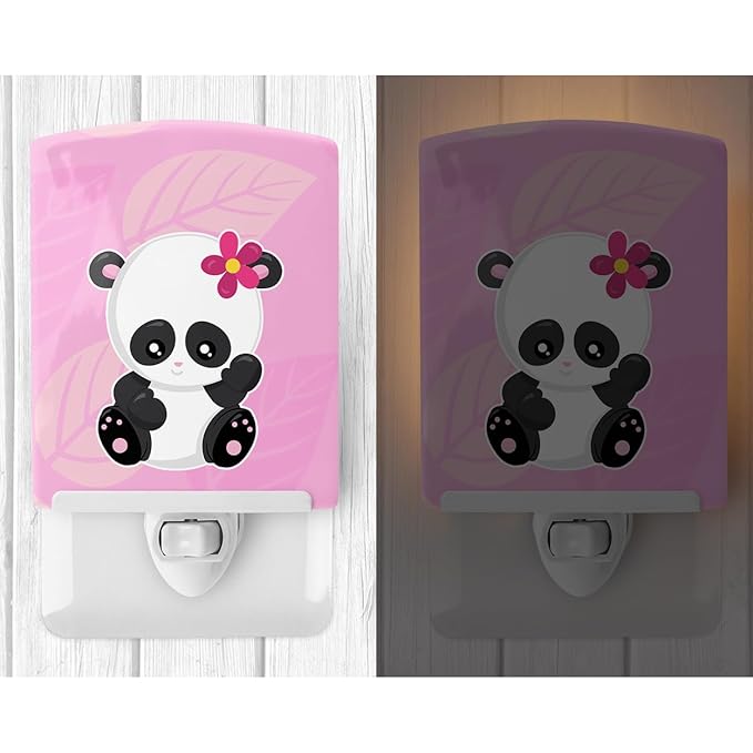 Caroline's Treasures BB6799CNL Hey Ya'll Panda Ceramic Night Light Compact, UL-Certified, Ideal for Bedroom, Bathroom, Nursery, Hallway, Kitchen, 6x4x3, Multicolor