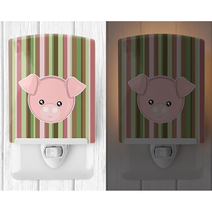 Caroline's Treasures BB6930CNL Pig Face Ceramic Night Light Compact, UL-Certified, Ideal for Bedroom, Bathroom, Nursery, Hallway, Kitchen, 6x4x3, Multicolor