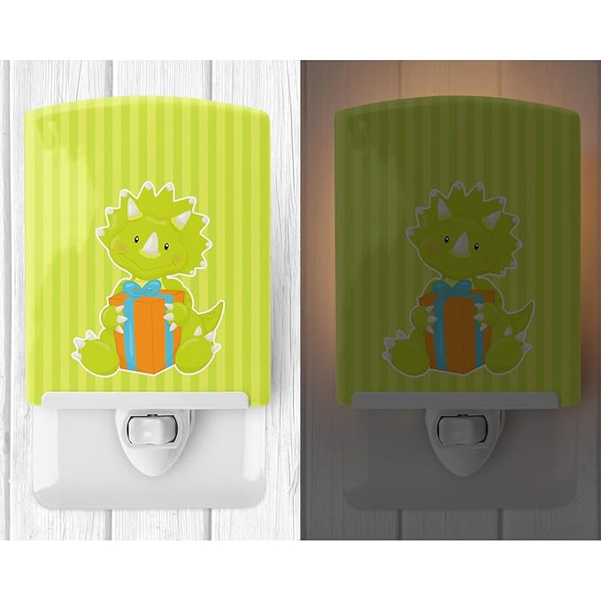 Caroline's Treasures BB8929CNL Dinosaur Green #2 Ceramic Night Light Compact, UL-Certified, Ideal for Bedroom, Bathroom, Nursery, Hallway, Kitchen, 6x4x3, Multicolor