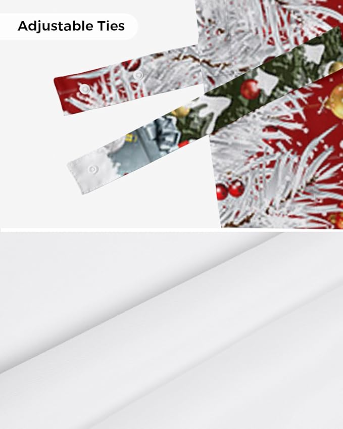 Christmas Gnome Blackout Tie Up Valance Curtains for Kitchen Windows Winter Merry Christmas Tree Balls Window Toppers Balloon Shades for Living Room/Bathroom/Bedroom,1 Panel, 42" X 18", Red