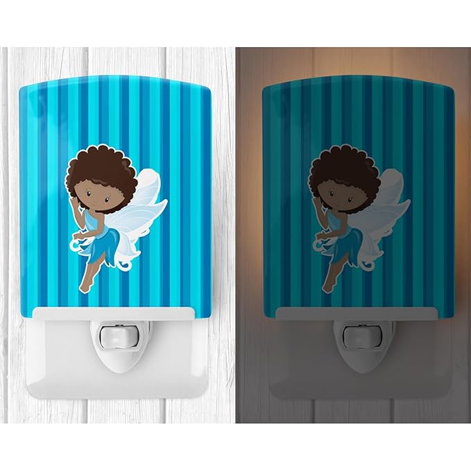 Caroline's Treasures BB6906CNL Fairy Blue Stripes Ceramic Night Light Compact, UL-Certified, Ideal for Bedroom, Bathroom, Nursery, Hallway, Kitchen, 6x4x3, Multicolor