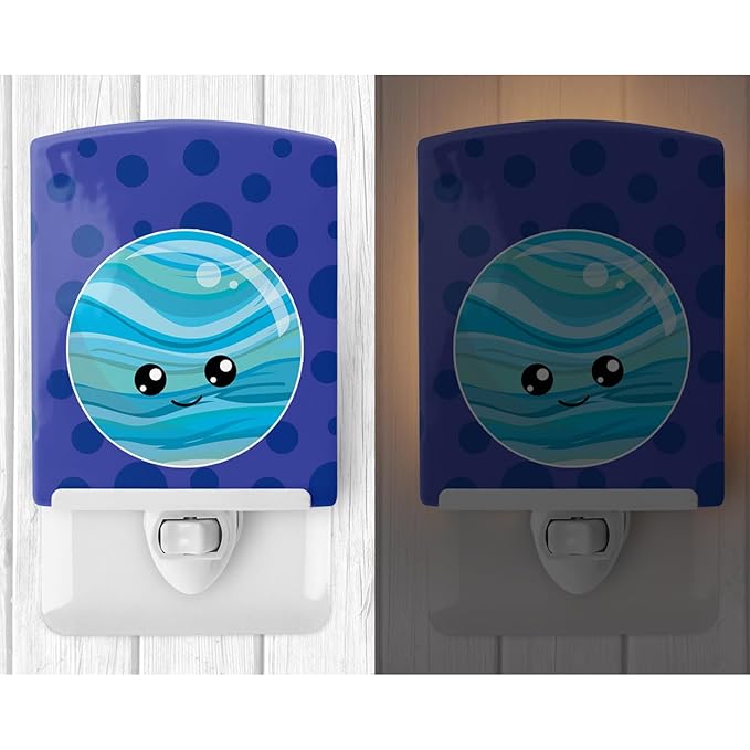 Caroline's Treasures BB9043CNL Planets Pluto Ceramic Night Light Compact, UL-Certified, Ideal for Bedroom, Bathroom, Nursery, Hallway, Kitchen, 6x4x3, Multicolor