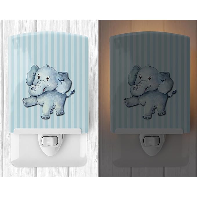 Caroline's Treasures BB7145CNL Elephant Ceramic Night Light Compact, UL-Certified, Ideal for Bedroom, Bathroom, Nursery, Hallway, Kitchen, 6x4x3, Multicolor