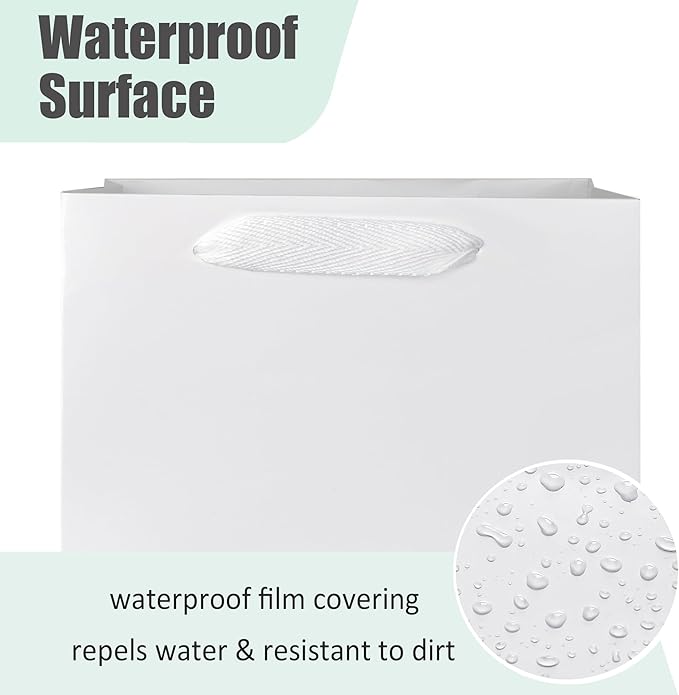 KEYYOOMY Wine Gift Bags - 10 Pack White Kraft Paper Wine Bottle Gift Bags with Handles for Wedding Birthday Housewarming Christmas Party Supplies(10CT,13.8x4.3x3.5 IN,White)