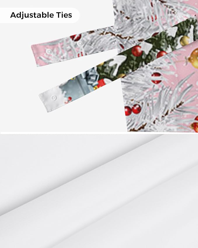 Christmas Gnome Blackout Tie Up Valance Curtains for Kitchen Windows Winter Merry Christmas Tree Balls Window Toppers Balloon Shades for Living Room/Bathroom/Bedroom,1 Panel, 42" X 12", Pink