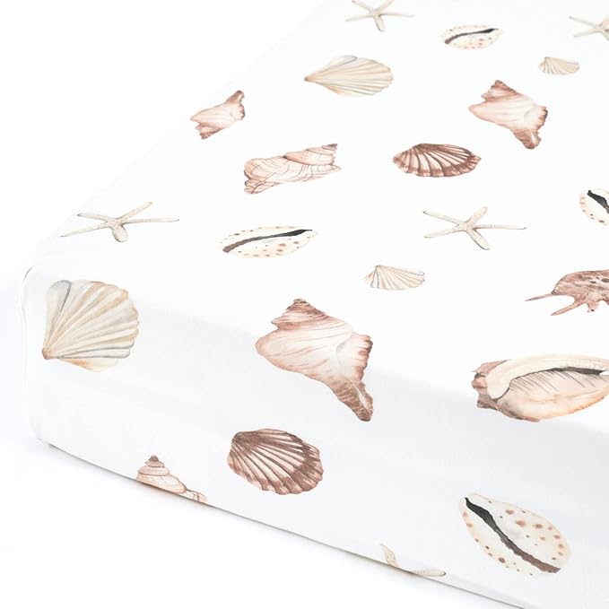 GRSSDER Stretchy Ultra Soft Jersey Knit Fitted Crib Sheets Set 2 Pack, Fit All Standard Crib Mattresses Safe and Snug, Beautiful Marine Organism for Boys and Girls