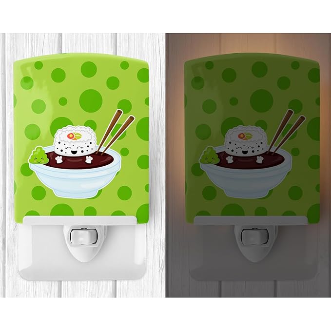 Caroline's Treasures BB8807CNL Sushi Bowl Ceramic Night Light Compact, UL-Certified, Ideal for Bedroom, Bathroom, Nursery, Hallway, Kitchen, 6x4x3, Multicolor
