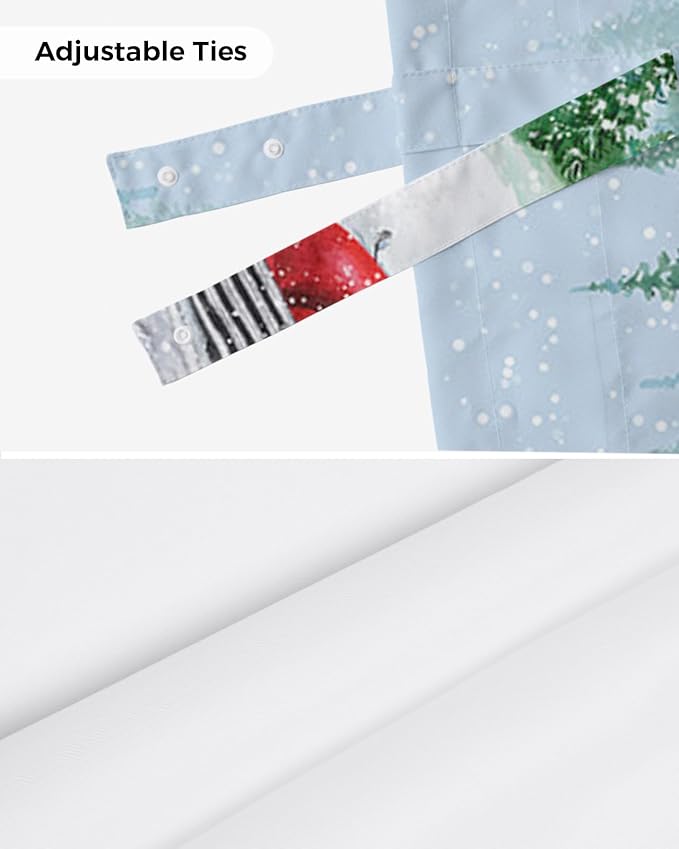 Red Truck Christmas Blackout Tie Up Valance Curtains for Kitchen Windows Merry Christmas Farmhouse Window Toppers Balloon Shades for Living Room/Bathroom/Bedroom,1 Panel, 42" X 12", Winter Xmas Tree