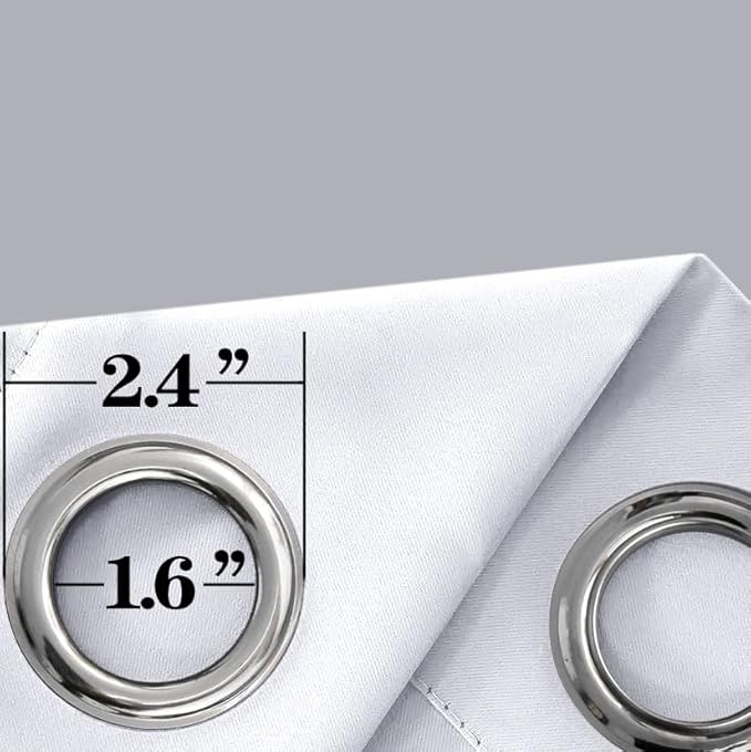 Mrs.Naturall White Curtains 102 Inches Long for Living Room 2 Panels Set,Grommet Thermal Insulating Block Sun 60% Blackout Height High Ceiling to Floor Length Curtains for Bedroom Sliding Door