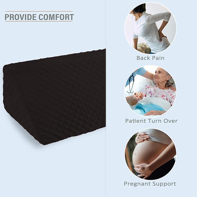 Side Wedge Pillow for Sleeping Body Positioner for Back, Body Wedge Pillow for Side Sleeping, Body Position Side Wedge Pillow, Back Positioning Elevation Pillow (Black-Dot)