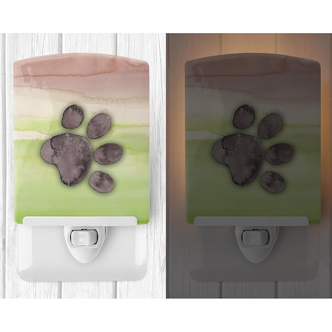 Caroline's Treasures BB7359CNL Dog Paw Watercolor Ceramic Night Light Compact, UL-Certified, Ideal for Bedroom, Bathroom, Nursery, Hallway, Kitchen, 6x4x3, Multicolor