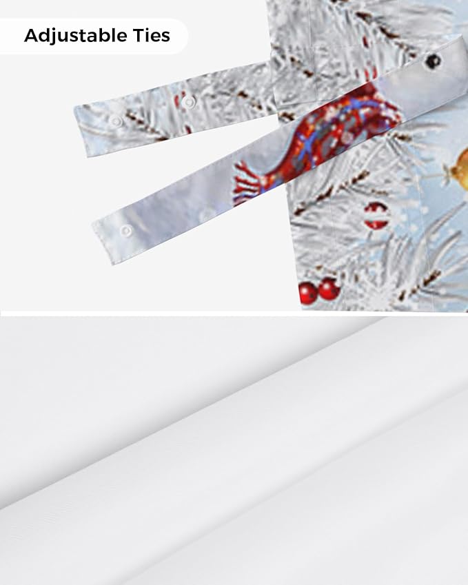 Snowman Blackout Tie Up Valance Curtains for Kitchen Windows Blue Merry Christmas Tree Red Balls Squirrel Window Toppers Balloon Shades for Living Room/Bathroom/Bedroom,1 Panel, 42" X 12", Winter