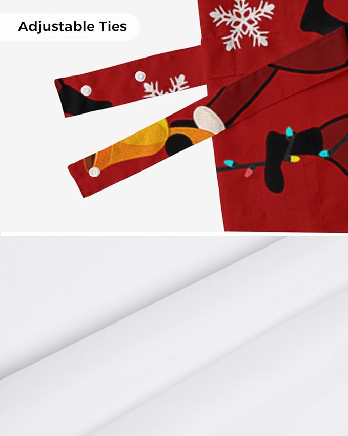 Red Merry Christmas Blackout Tie Up Valance Curtains for Kitchen Windows Funny Hanging Santa Window Toppers Balloon Shades for Living Room/Bathroom/Bedroom,1 Panel, 42" X 18", Snow Winter Holiday