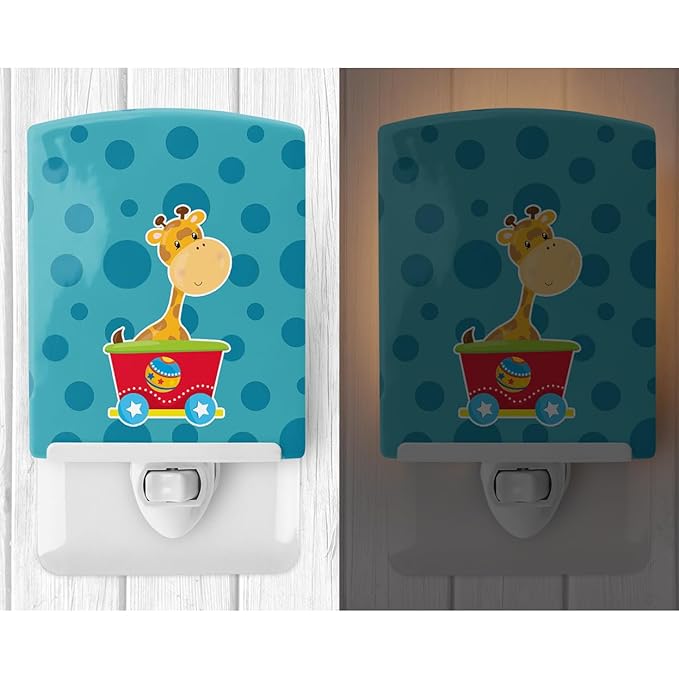 Caroline's Treasures BB8708CNL Circus Giraffe Train Car Ceramic Night Light Compact, UL-Certified, Ideal for Bedroom, Bathroom, Nursery, Hallway, Kitchen, 6x4x3, Multicolor