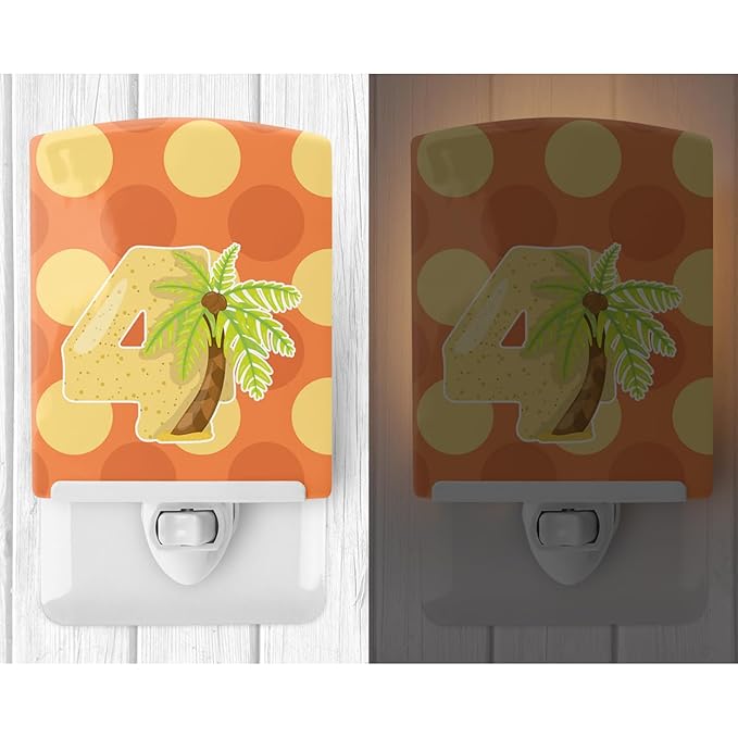 Caroline's Treasures BB9011CNL Zoo Month 4 Palm Tree Ceramic Night Light Compact, UL-Certified, Ideal for Bedroom, Bathroom, Nursery, Hallway, Kitchen, 6x4x3, Multicolor