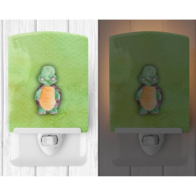 Caroline's Treasures BB7382CNL Turtle Watercolor Ceramic Night Light Compact, UL-Certified, Ideal for Bedroom, Bathroom, Nursery, Hallway, Kitchen, 6x4x3, Multicolor
