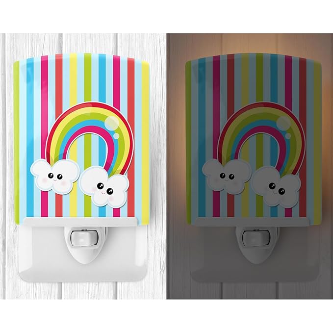 Caroline's Treasures BB7151CNL Weather Rainbow Face Ceramic Night Light Compact, UL-Certified, Ideal for Bedroom, Bathroom, Nursery, Hallway, Kitchen, 6x4x3, Multicolor