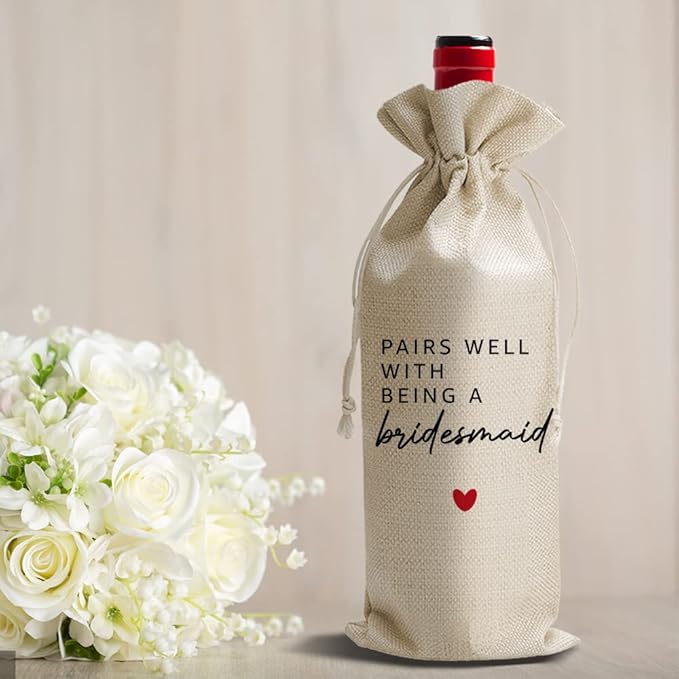 Bridesmaid Wine Bag, Gift for Bridesmaid Honor Proposal Present for Bridesmaid Wine Bottle Bags, Gifts for MOH, Wine Bag for Bestie Friend Bridesmaid, Wedding Party Decorations (DL037)