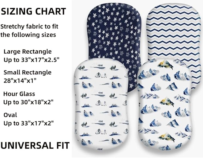 4 Pack Breathable Bassinet Sheets for Baby Boys Neutral Unisex Soft Bassinet Fitted Sheets for Toddler Travel Bassinet (Mountain)