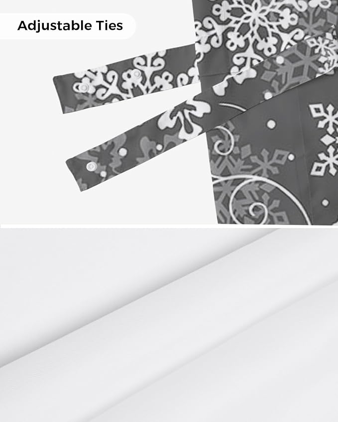 Christmas Blackout Tie Up Valance Curtains for Kitchen Windows Grey White Snowflakes Pattern Window Toppers Balloon Shades for Living Room/Bathroom/Bedroom,1 Panel, 42" X 18", Winter