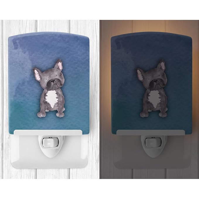 Caroline's Treasures BB7395CNL French Bulldog Watercolor Ceramic Night Light Compact, UL-Certified, Ideal for Bedroom, Bathroom, Nursery, Hallway, Kitchen, 6x4x3, Multicolor