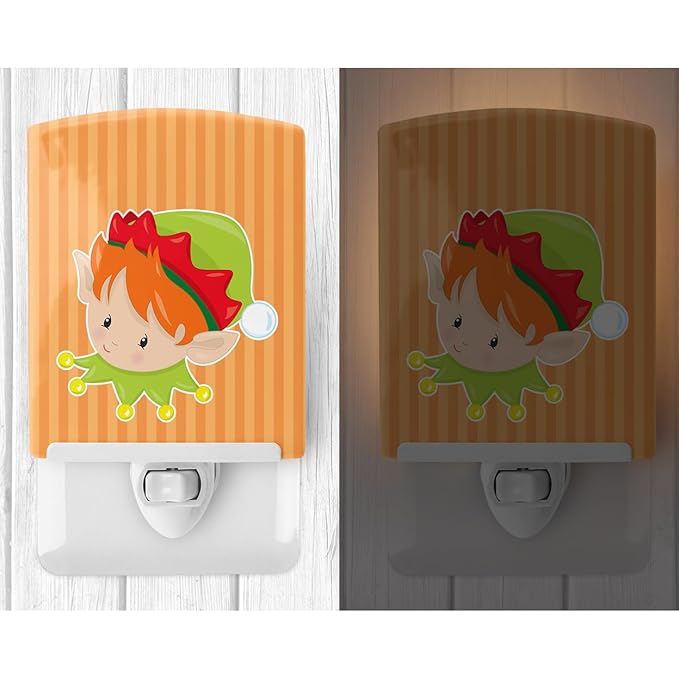 Caroline's Treasures BB8668CNL Christmas Ginger Boy Elf Ceramic Night Light Compact, UL-Certified, Ideal for Bedroom, Bathroom, Nursery, Hallway, Kitchen, 6x4x3, Multicolor