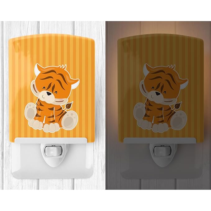 Caroline's Treasures BB8611CNL Tiger Ceramic Night Light Compact, UL-Certified, Ideal for Bedroom, Bathroom, Nursery, Hallway, Kitchen, 6x4x3, Multicolor
